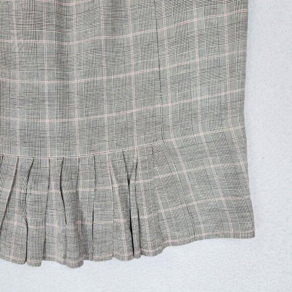 Ann Taylor Skirt Women 8 Black Pink Houndstooth Linen Blend Peplum Pencil Ruffle - Picture 10 of 12